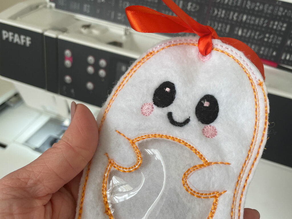 spooky candy pouch with ribbon