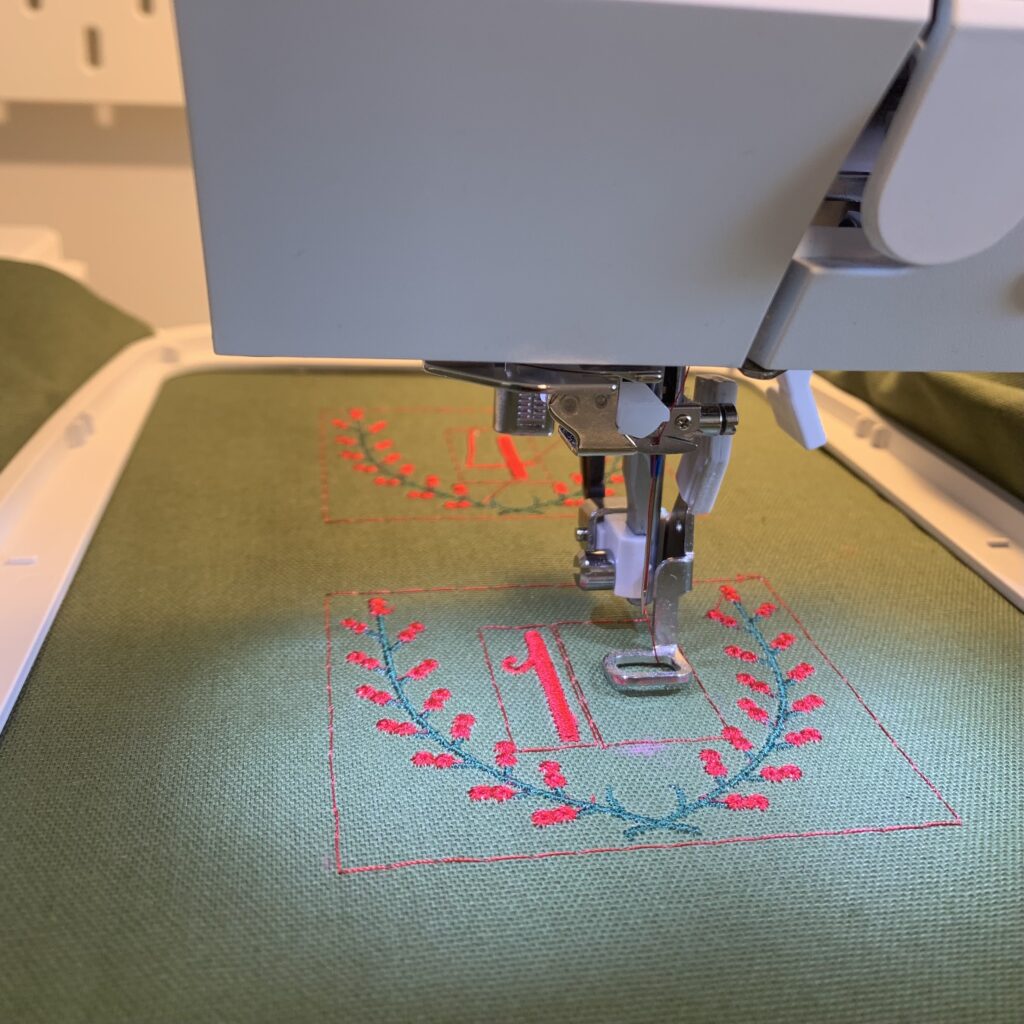 3 – embroider numbers on pocket fabric